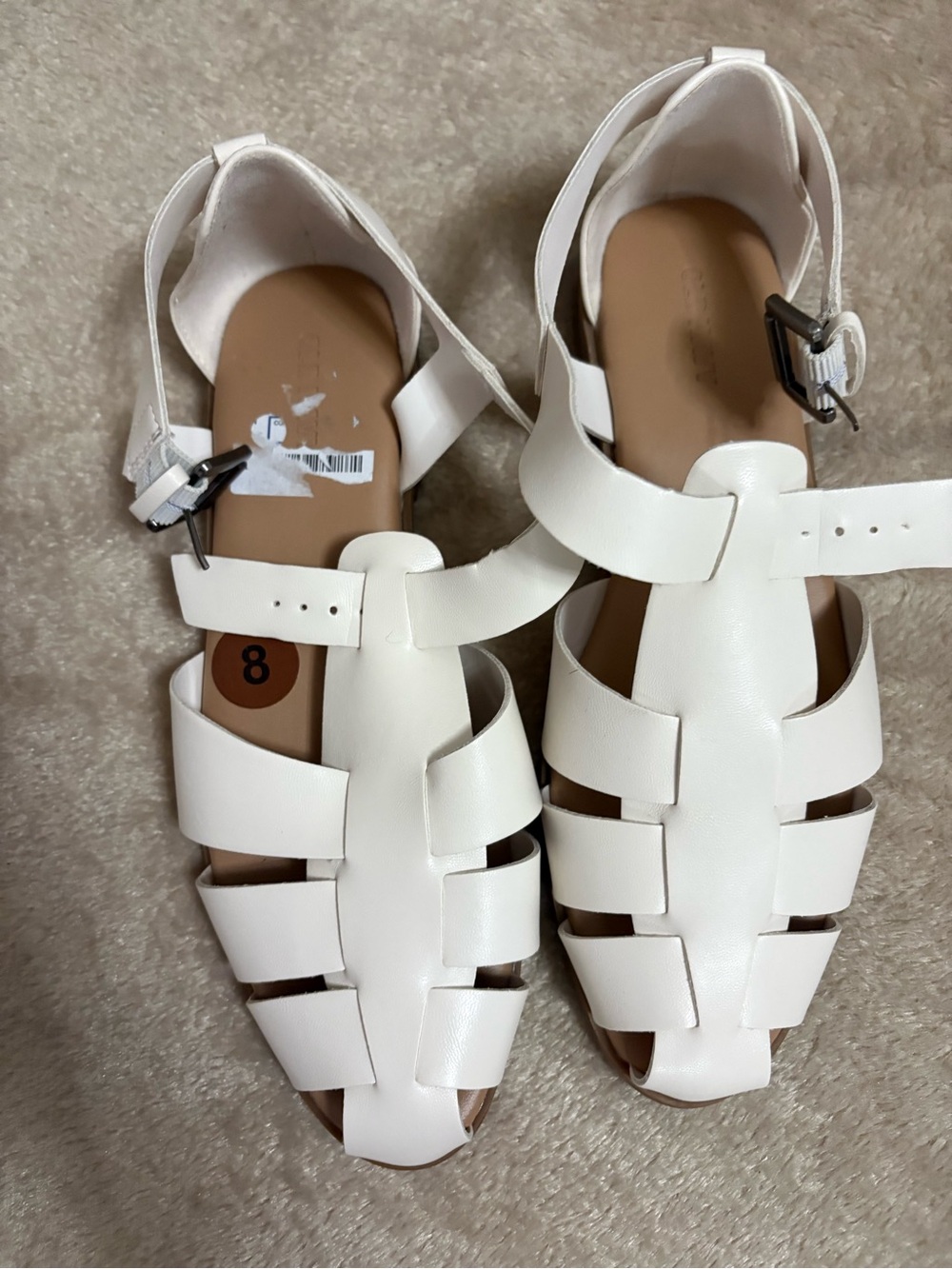 Old Navy White Strappy Fisherman-Style Sandals with Buckle